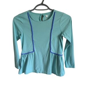 Tea Collection Pom Pom Knit Top Size‎ 10 Long Sleeve Seafoam/Teal
